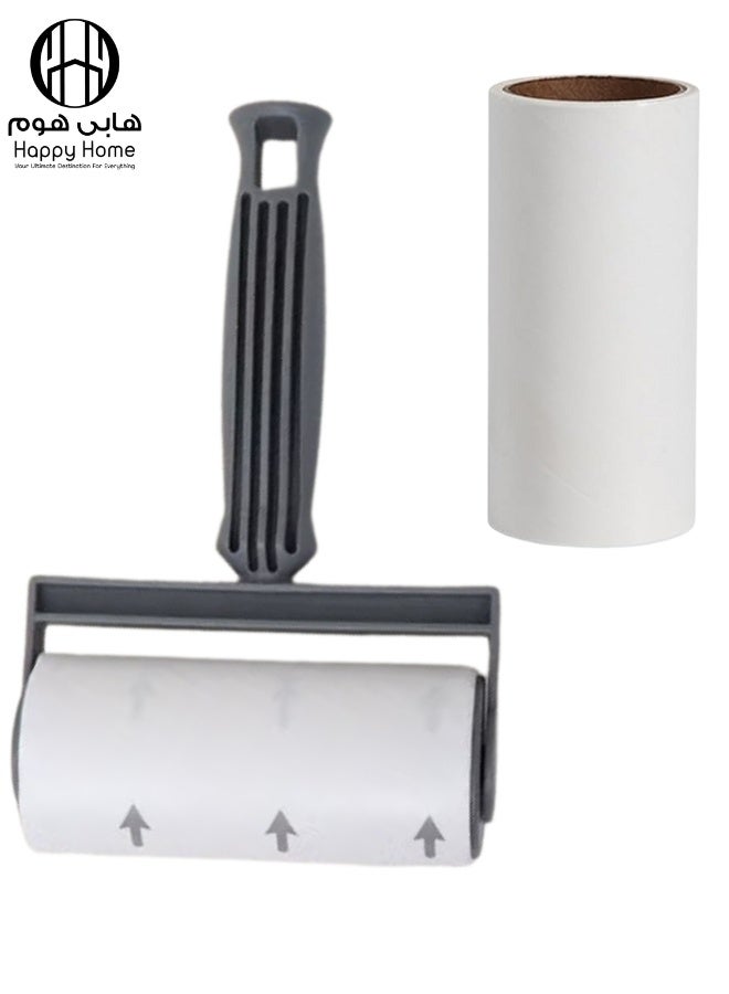 هابي هوم مجموعة مزيل الوبر (2 قطع، كل قطعة 60 ورقة) فرشاة لإزالة الوبر وشعر الحيوانات الأليفة من الملابس، طقم إزالة الشعر، ورق لاصق محمول مع مزيل غبار بزاوية، مناسب لإزالة الشعر والفتات وغيرها - Image 1